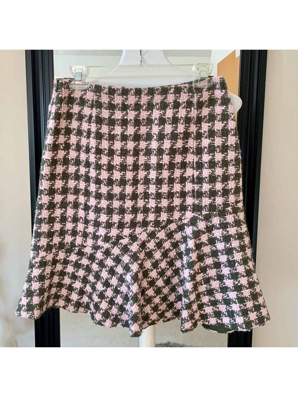 Tweed Pink & Green Wool Skirt